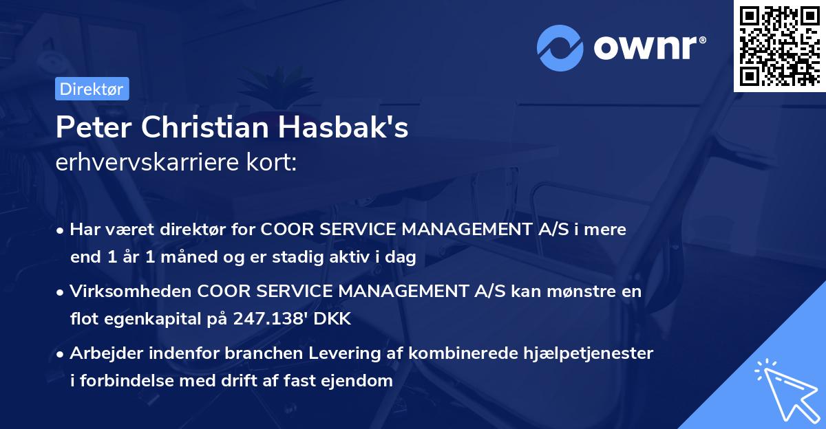 Peter Christian Hasbak's erhvervskarriere kort