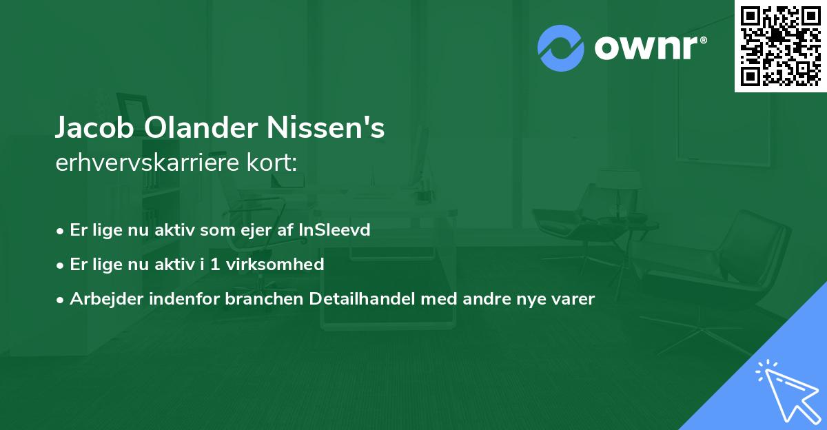 Jacob Olander Nissen's erhvervskarriere kort