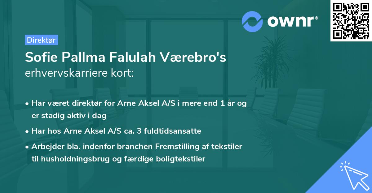 Sofie Pallma Falulah Værebro's erhvervskarriere kort