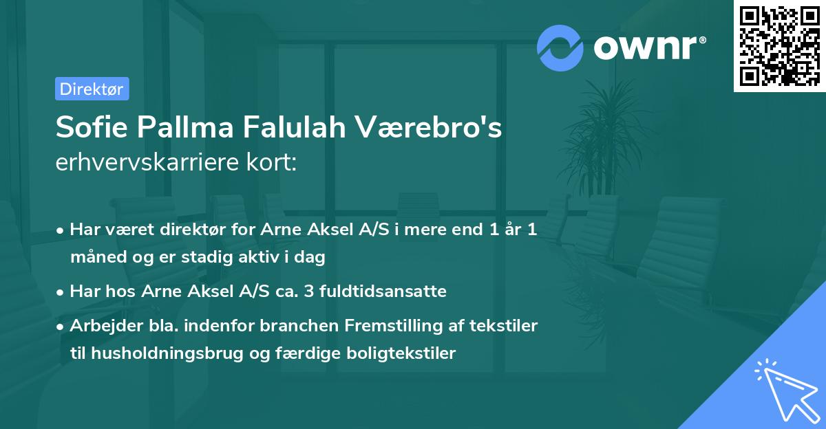 Sofie Pallma Falulah Værebro's erhvervskarriere kort