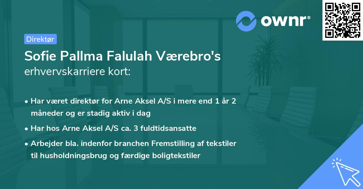 Sofie Pallma Falulah Værebro's erhvervskarriere kort