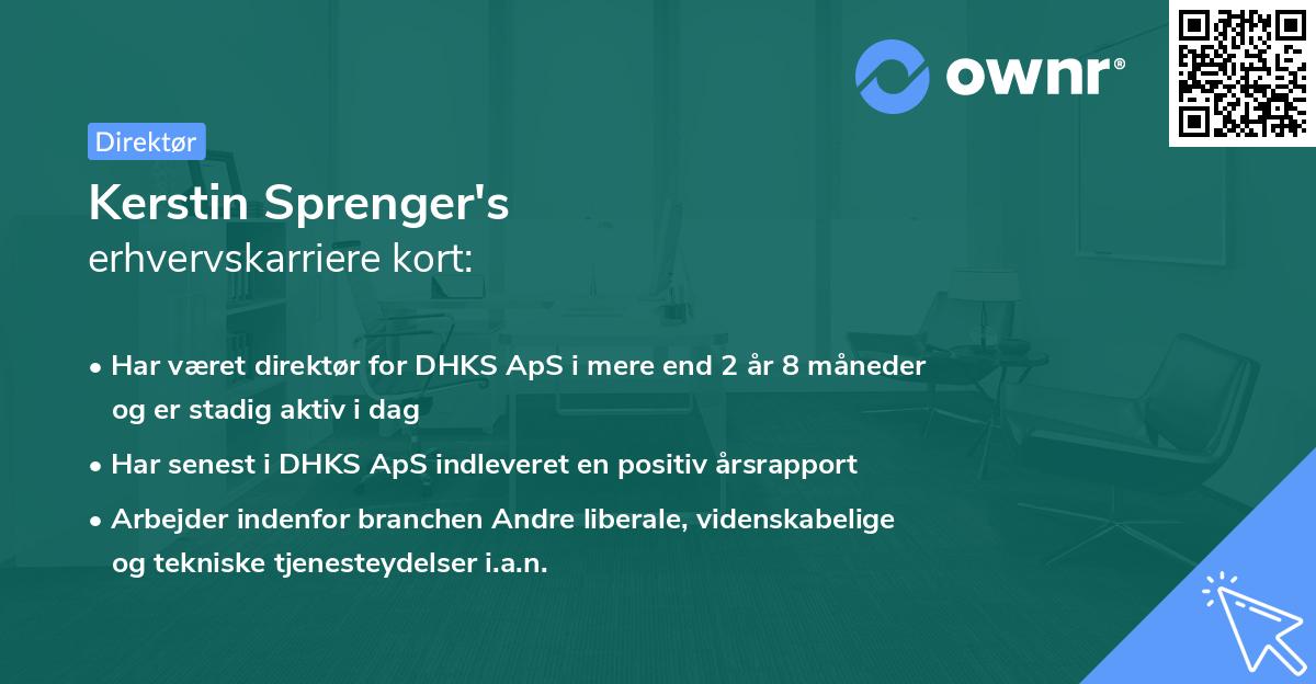 Kerstin Sprenger's erhvervskarriere kort