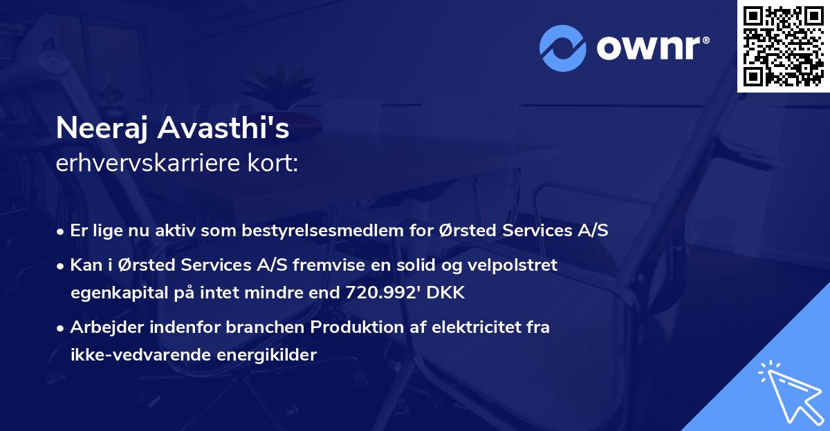 Neeraj Avasthi's erhvervskarriere kort