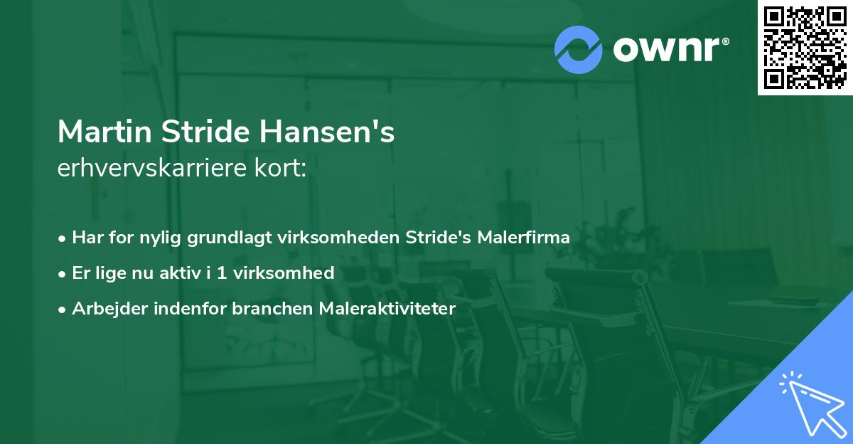 Martin Stride Hansen's erhvervskarriere kort
