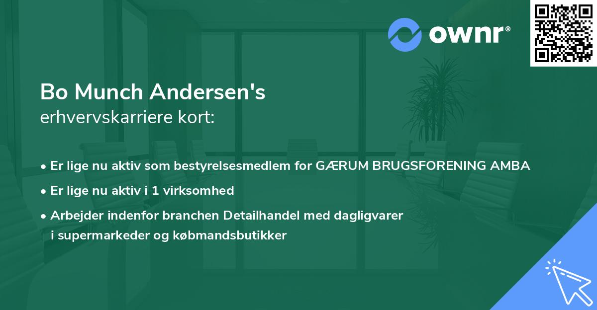 Bo Munch Andersen's erhvervskarriere kort