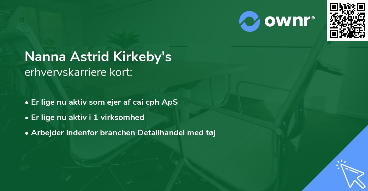 Nanna Astrid Kirkeby's erhvervskarriere kort