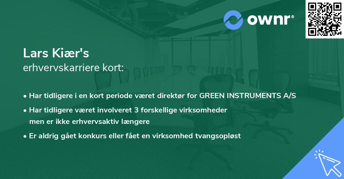 Lars Kiær's erhvervskarriere kort