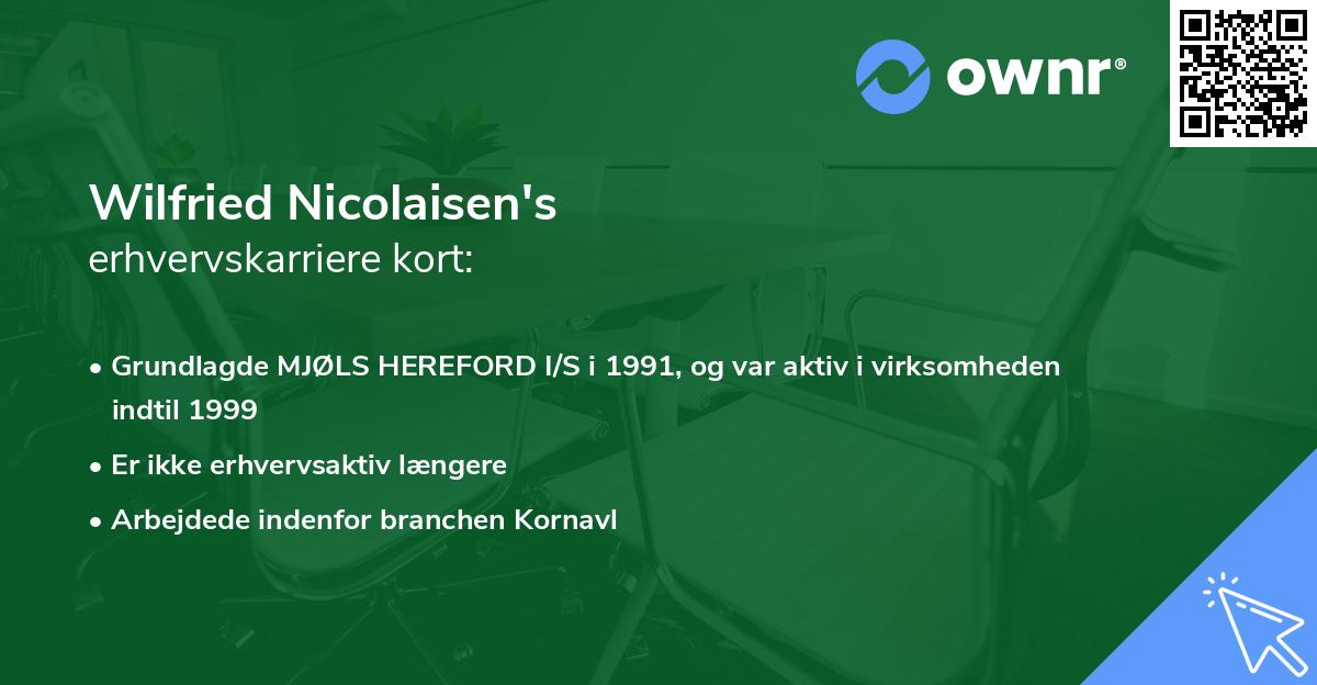 Wilfried Nicolaisen's erhvervskarriere kort