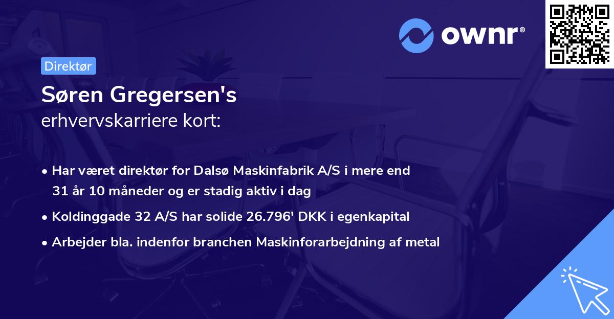 Søren Gregersen's erhvervskarriere kort