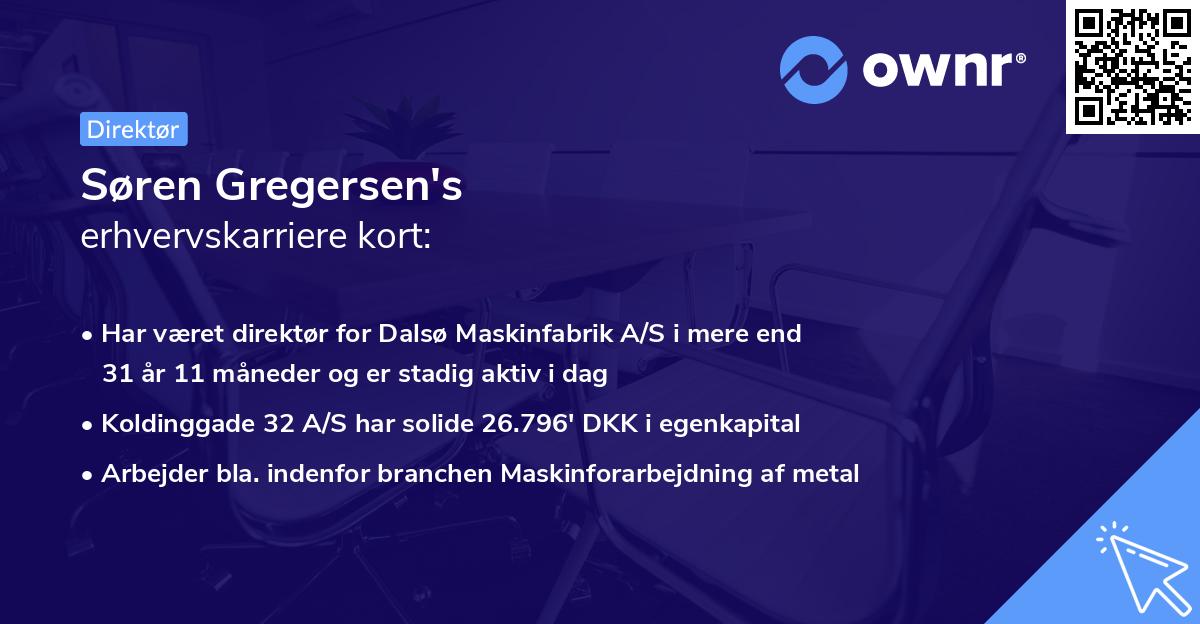 Søren Gregersen's erhvervskarriere kort