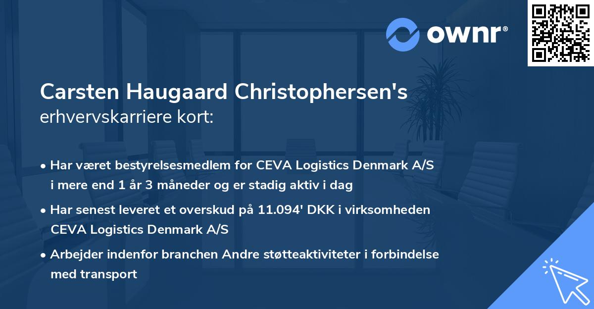Carsten Haugaard Christophersen's erhvervskarriere kort