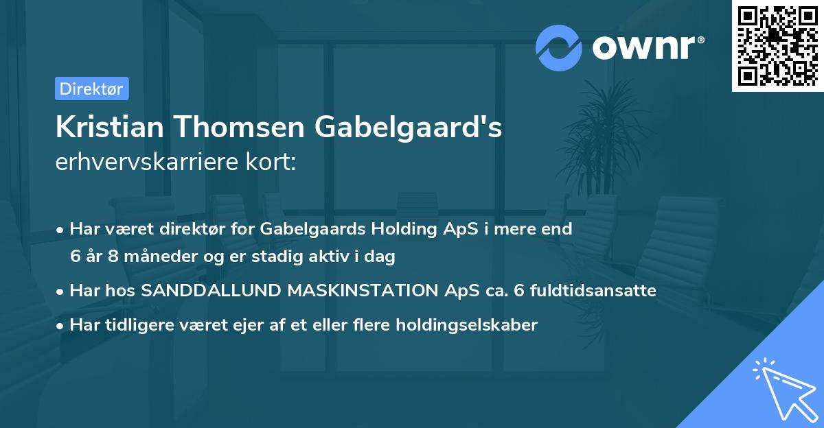 Kristian Thomsen Gabelgaard's erhvervskarriere kort