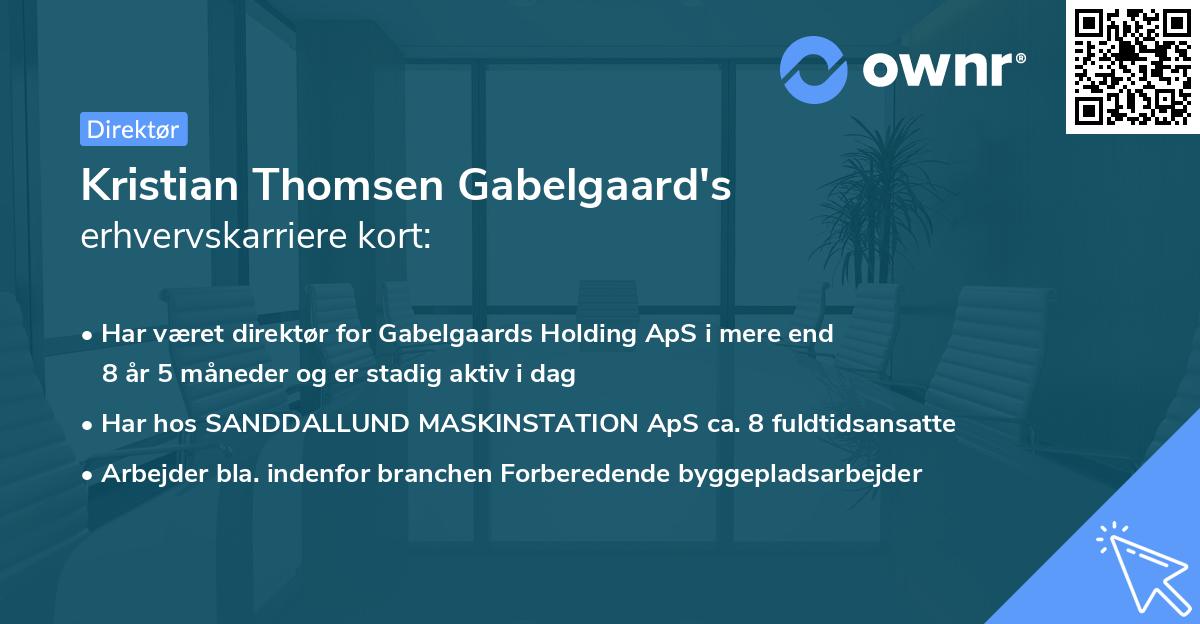 Kristian Thomsen Gabelgaard's erhvervskarriere kort