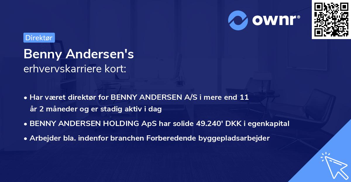 Benny Andersen's erhvervskarriere kort