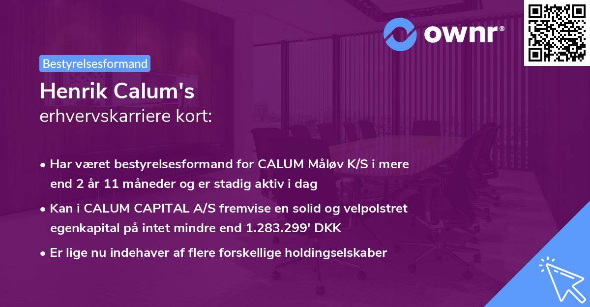 Henrik Calum's erhvervskarriere kort