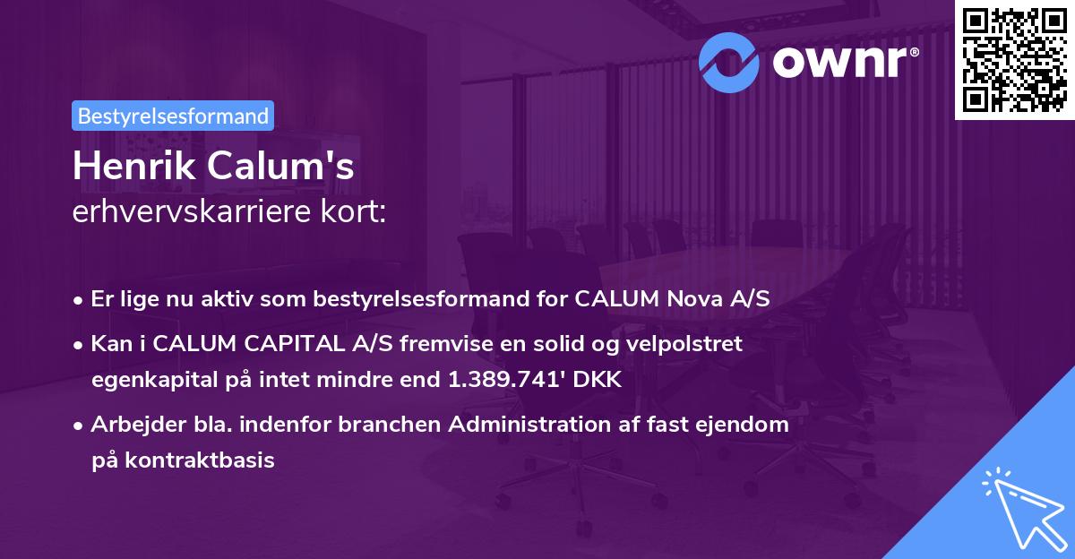 Henrik Calum's erhvervskarriere kort