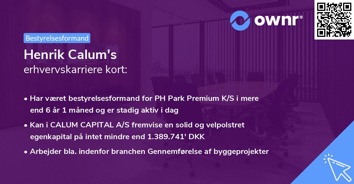 Henrik Calum's erhvervskarriere kort