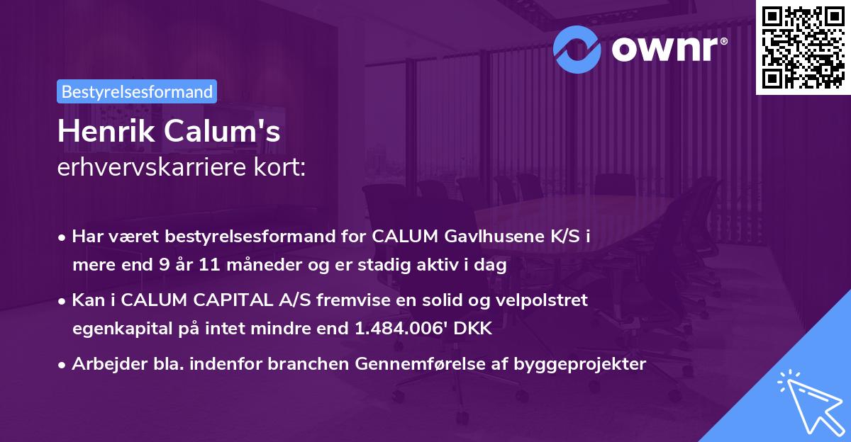 Henrik Calum's erhvervskarriere kort
