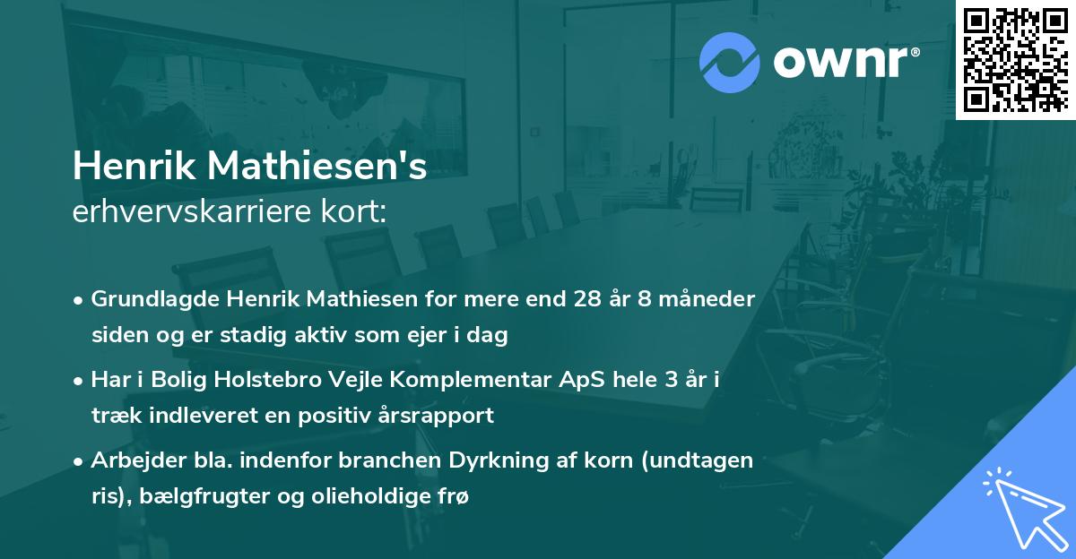 Henrik Mathiesen's erhvervskarriere kort