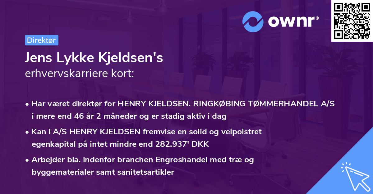 Jens Lykke Kjeldsen's erhvervskarriere kort