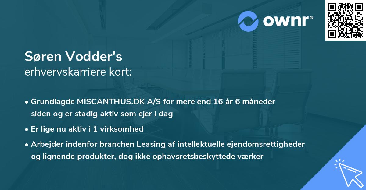 Søren Vodder's erhvervskarriere kort