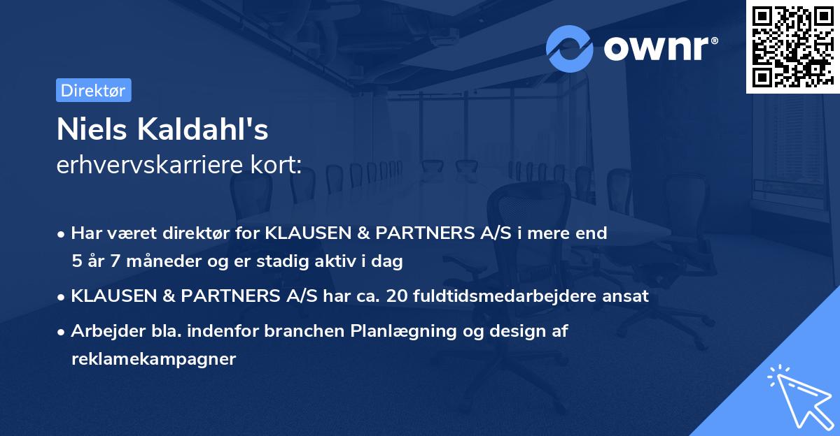 Niels Kaldahl's erhvervskarriere kort