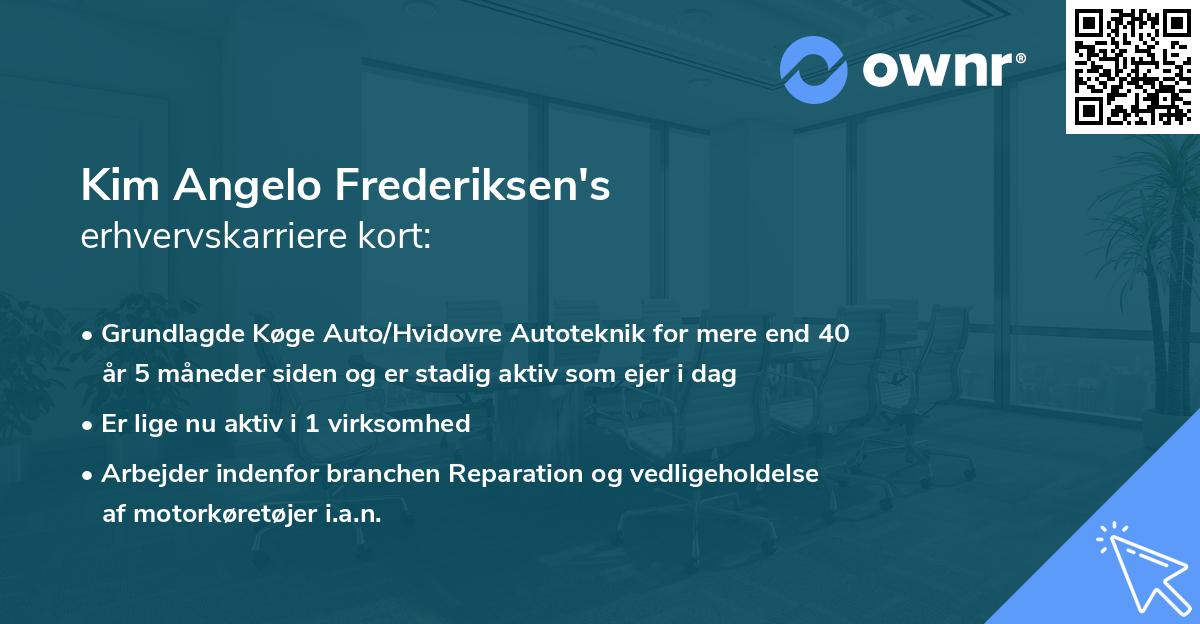 Kim Angelo Frederiksen's erhvervskarriere kort