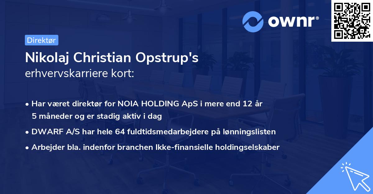 Nikolaj Christian Opstrup's erhvervskarriere kort