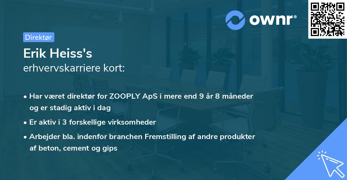 Erik Heiss's erhvervskarriere kort