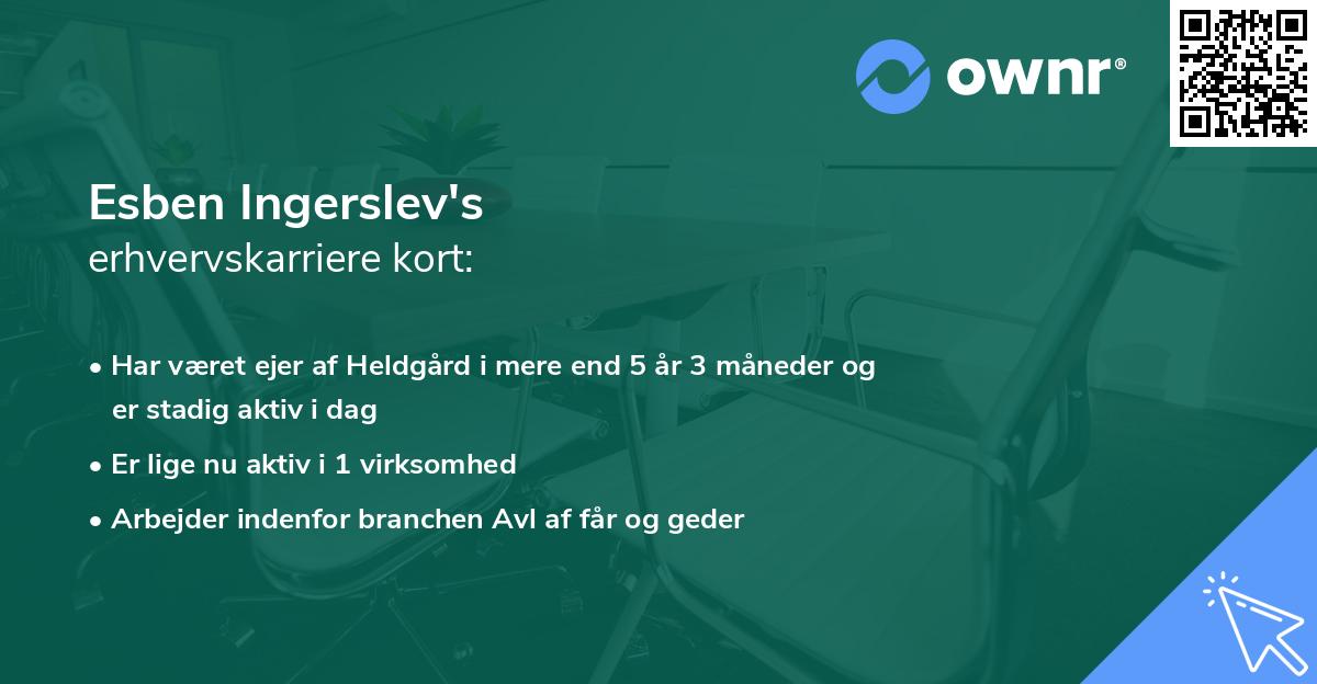 Esben Ingerslev's erhvervskarriere kort