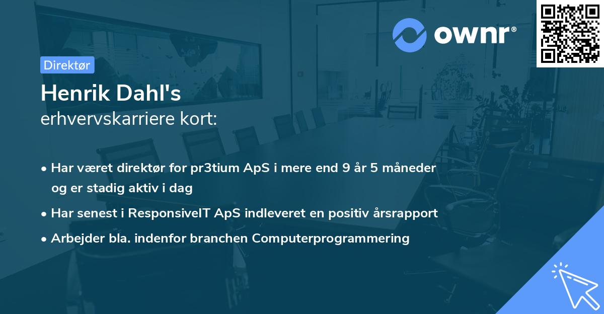Henrik Dahl's erhvervskarriere kort