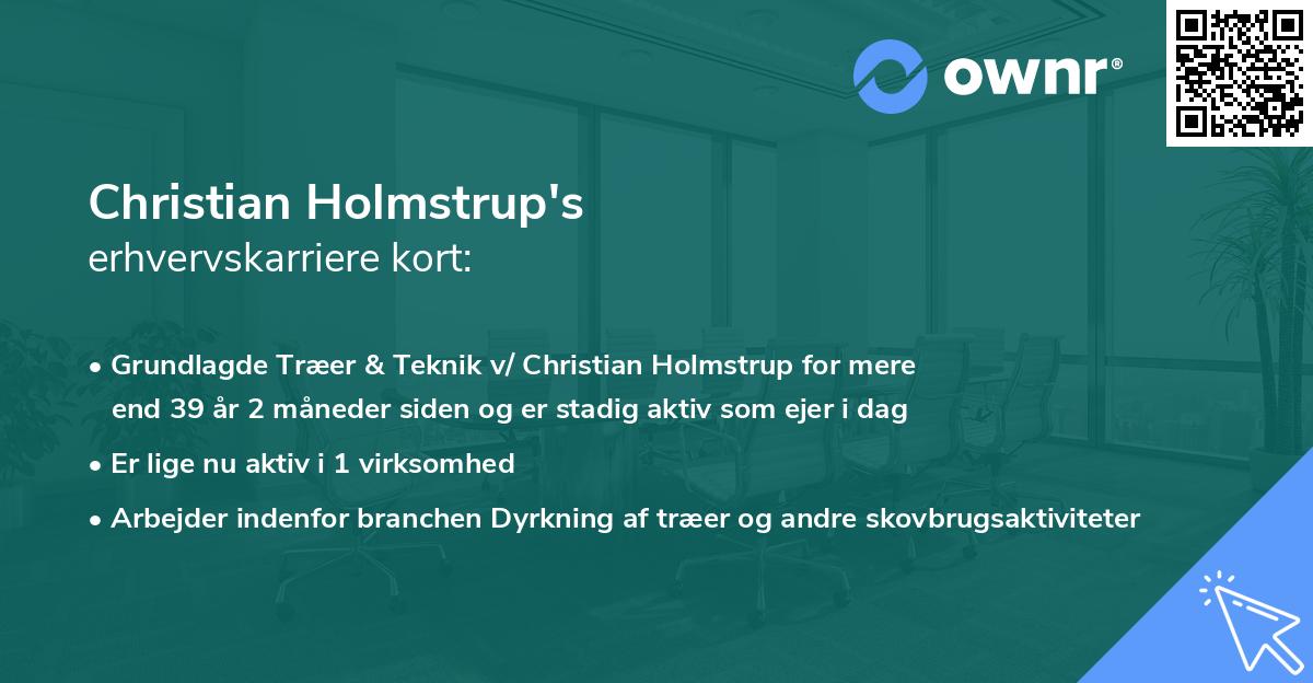 Christian Holmstrup's erhvervskarriere kort