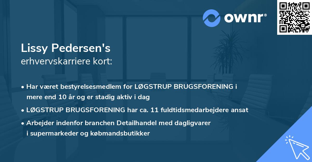 Lissy Pedersen's erhvervskarriere kort