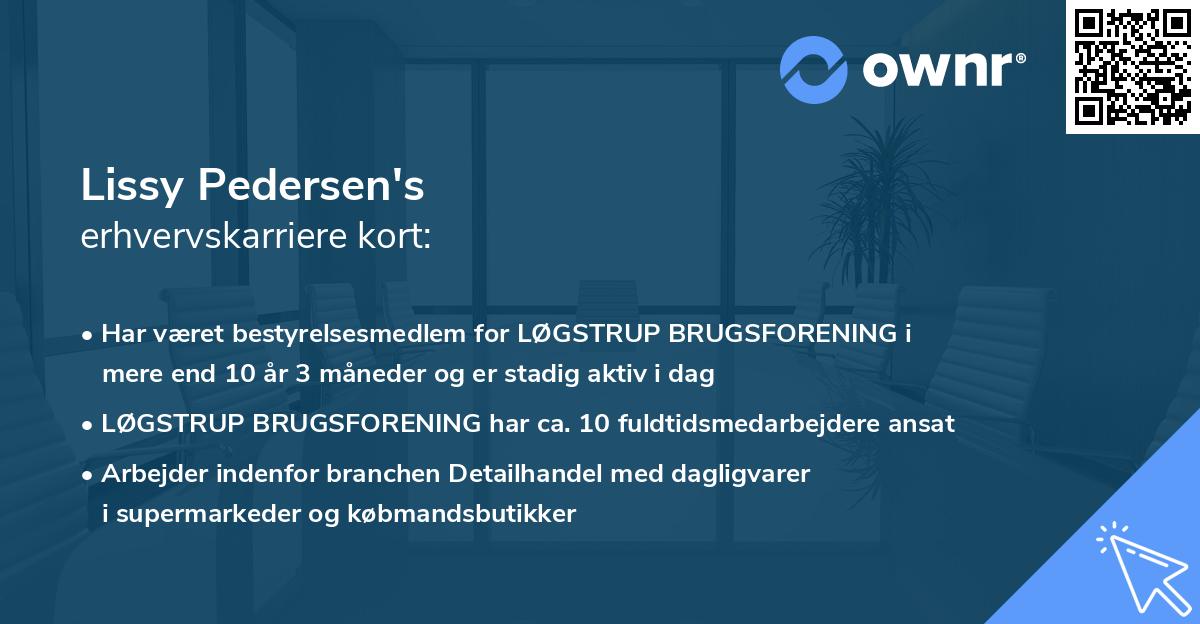 Lissy Pedersen's erhvervskarriere kort
