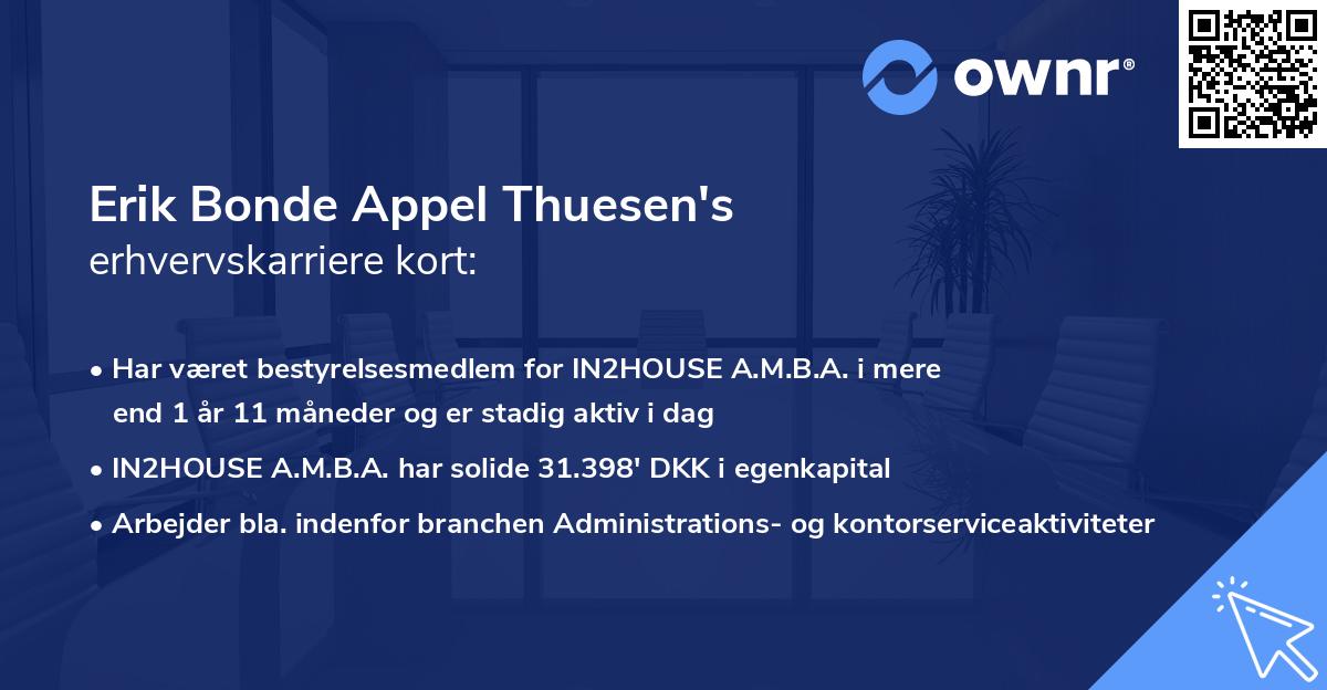 Erik Bonde Appel Thuesen's erhvervskarriere kort