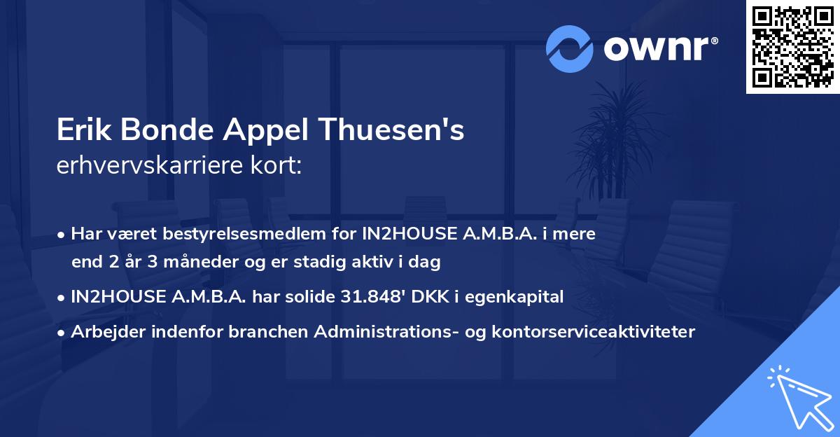 Erik Bonde Appel Thuesen's erhvervskarriere kort
