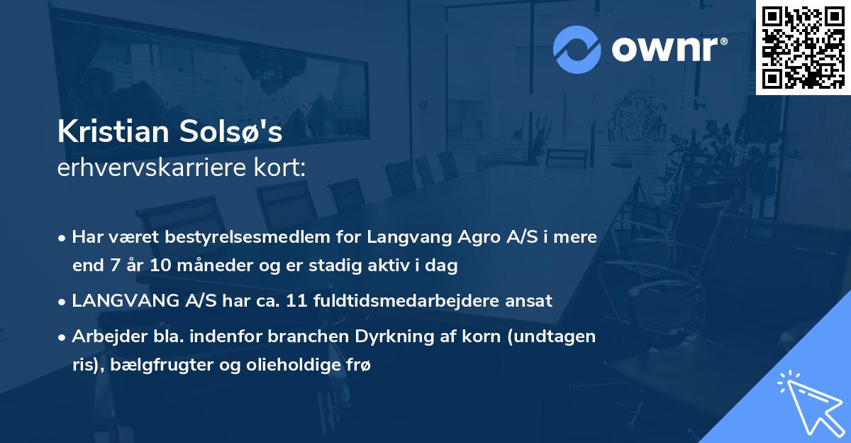 Kristian Solsø's erhvervskarriere kort