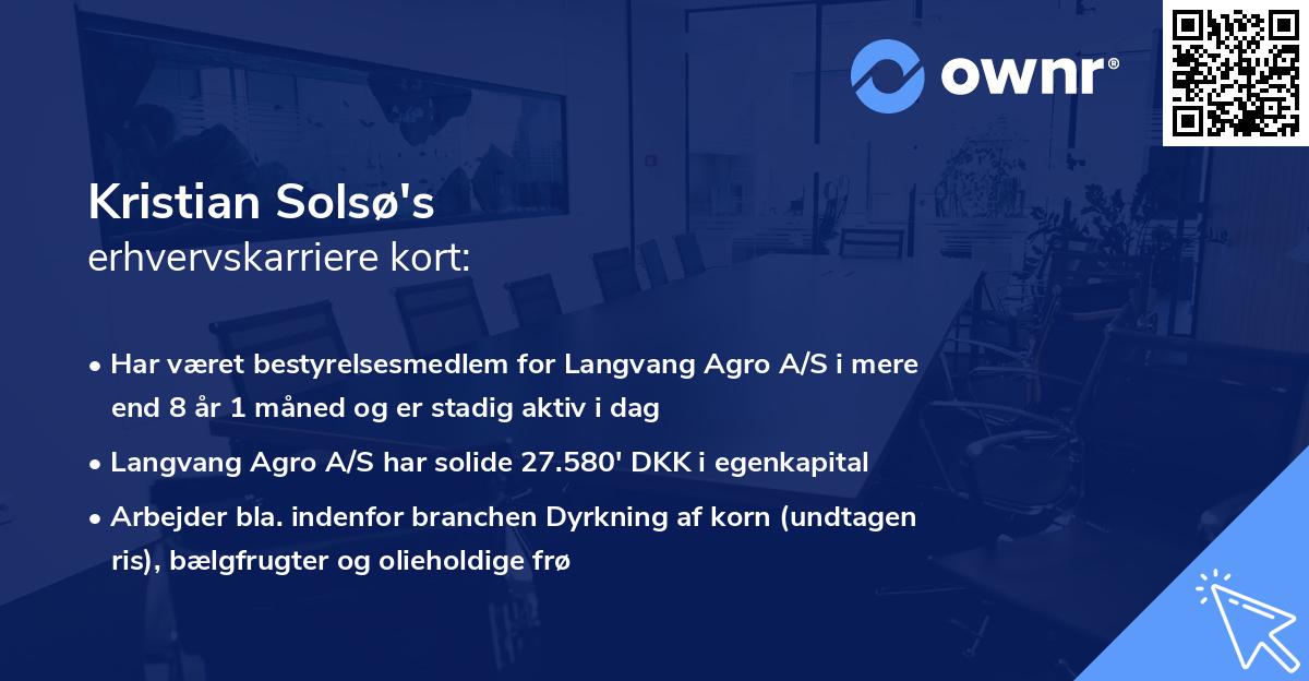 Kristian Solsø's erhvervskarriere kort