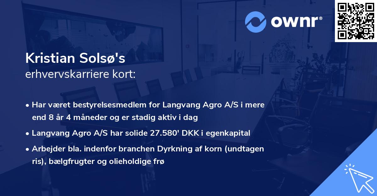 Kristian Solsø's erhvervskarriere kort