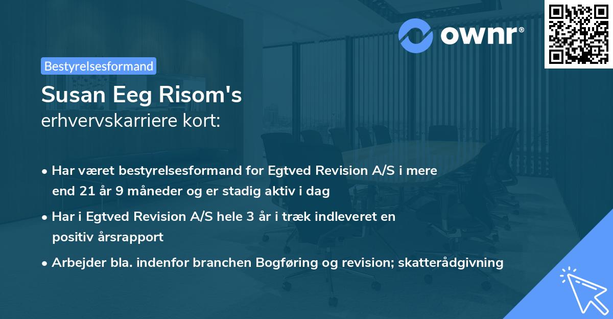 Susan Eeg Risom's erhvervskarriere kort