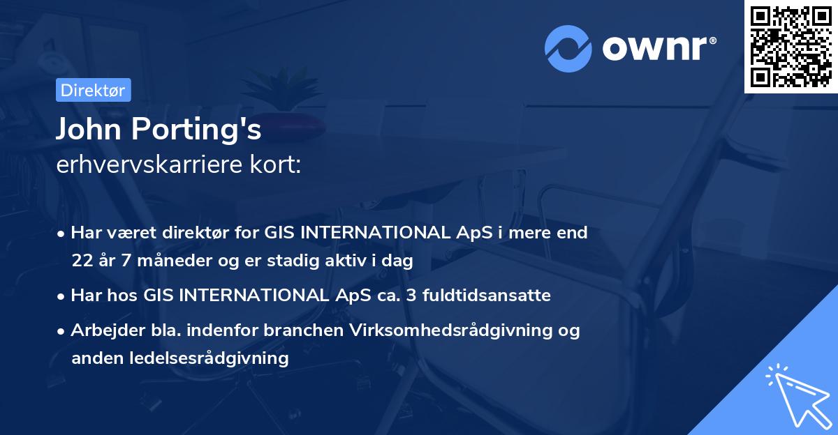John Porting's erhvervskarriere kort