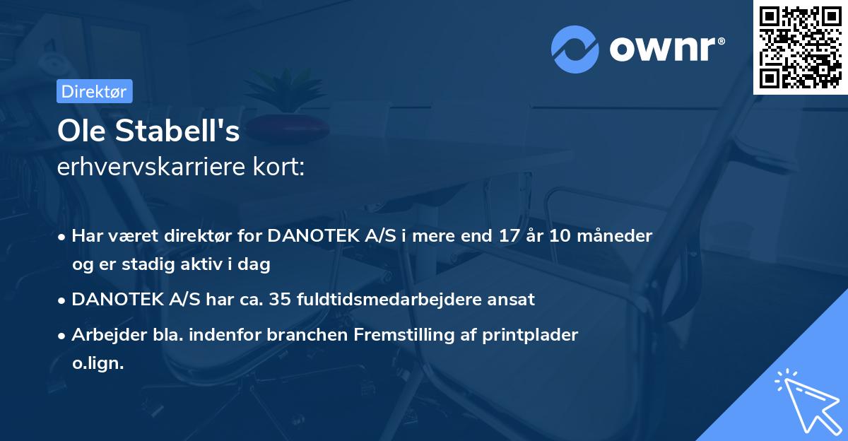 Ole Stabell's erhvervskarriere kort
