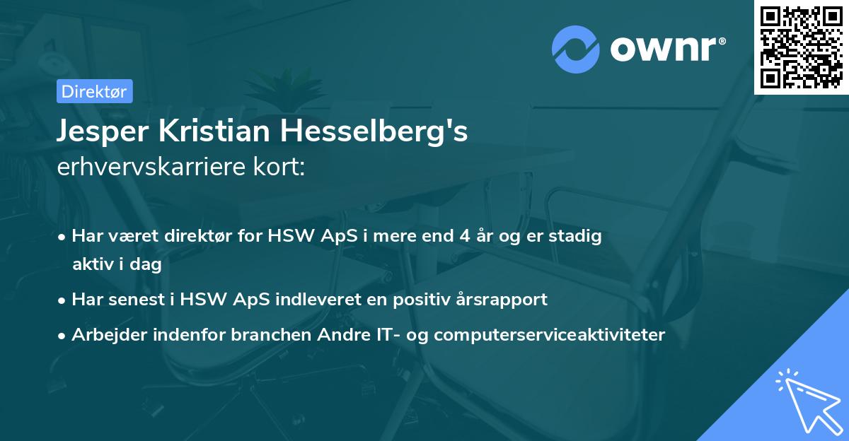 Jesper Kristian Hesselberg's erhvervskarriere kort