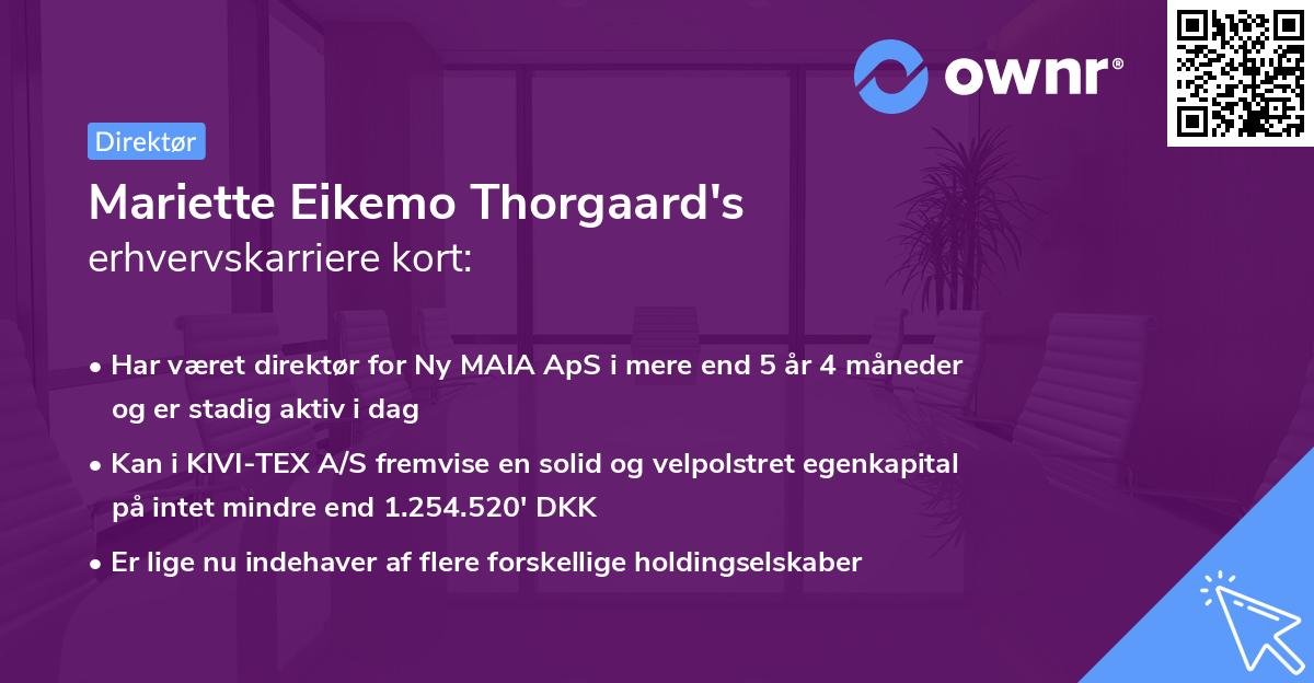 Mariette Eikemo Thorgaard's erhvervskarriere kort