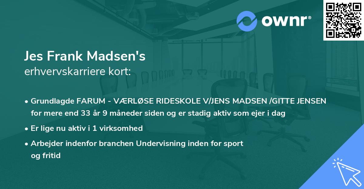 Jes Frank Madsen's erhvervskarriere kort