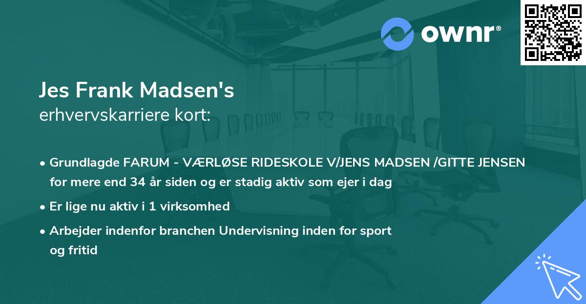Jes Frank Madsen's erhvervskarriere kort