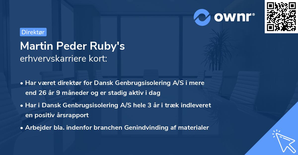 Martin Peder Ruby's erhvervskarriere kort