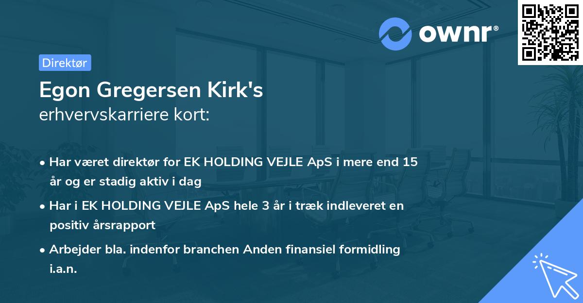 Egon Gregersen Kirk's erhvervskarriere kort