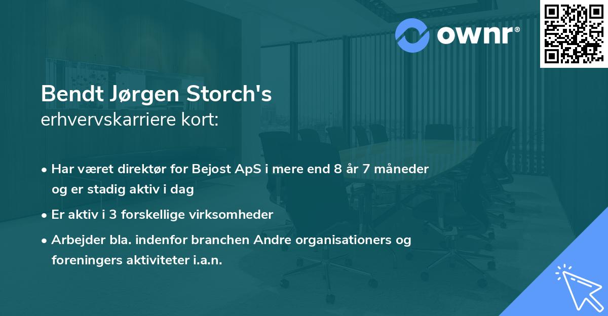 Bendt Jørgen Storch's erhvervskarriere kort