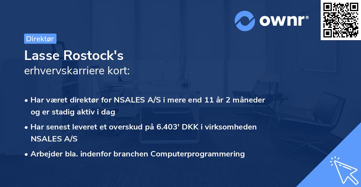 Lasse Rostock's erhvervskarriere kort